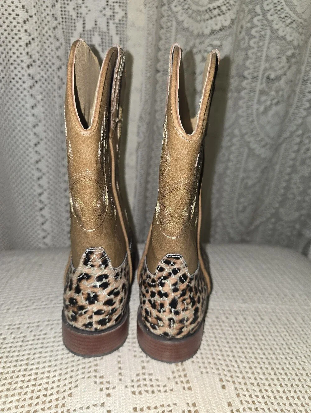 Roper Glitter Leopard Girls Cowboy Boots 3 New Without Tag